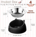Irenare Elevated Cat Bowls 4 Pack, Stainless Steel Slanted Food Dishes 7oz, Raised Pet Bowls for Cats Small Breeds, Ergonomic Kitten Puppy Feeding Set for Digestion Health Easy Clean