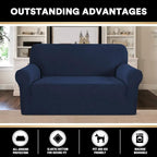 Stretch Loveseat Sofa Cover Slipcover Couch Cover for 2 Cushion Sofa Washable Sofa Cover for Pets Friendly Furniture Protector Covers with Non Slip Bottom(Loveseat, Navy)