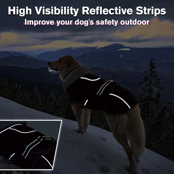 Lelepet Dog Jackets for Large Dogs Waterproof Dog Coat with Adjustable Fit | Reflective Fleece Vest with Adjustable Buckle Hook & Loop Windproof Cold Weather Coats for Small Medium Large Dogs, Labrador