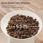 6.5 Inch Ceramic Raised Cat Bowls, Extra Wide Elevated Cat Food Water Bowl | Prevent Neck, Whisker Fatigue, Anti Vomit, for Elder Big Cats & Small Dogs, Dishwasher and Microwave Safe, White