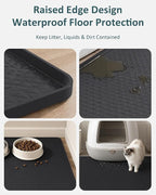 Extra Large Cat Litter Mat, Waterproof Litter Mat, 51.2 x 25.6 in | Silicone, Raised Edge Desgin, Waterproof, Traps Litter Water Dirt, Easy Clean Non Slip Floor Protector