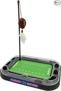 Pets First NCAA Florida Gators Reversible Football Field CAT Scratcher Toy with Catnip Filled Plush Football Toy & Feather Cat Toy, with Jingle Bell Interactive Ball Cat Chasing 6-in-1 Kitten Toy