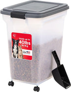 IRIS USA Dog Food Storage Container, Up to 54 lbs, Dark Gray, Made in USA | Includes 2-Cup Scoop & Wheels, Airtight Seal, BPA-Free, Bird Seed, Cat food, Cat Litter, Treats, Keeps Kibble Fresh