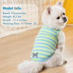 KYEESE 2Pack Dog Shirt, Soft Striped Dogs T Shirts, Lightweight Doggie Tank Top Cat Clothes, Sleeveless Dog Shirt for Small Dogs, Stretchy Pet Vest, Blue, Small