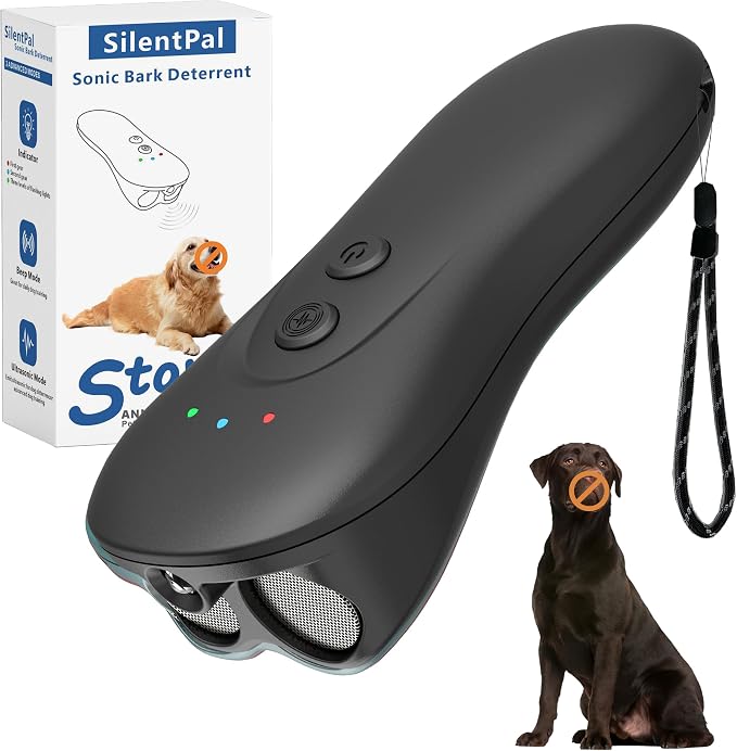 Dog Bark Deterrent Device,Anti-Barking Device,Up to 15Ft Long Range & Rechargeable Bark Control,Stop Barking Dog Devices,Safe for Dogs Training,Indoor & Outdoor（Black）