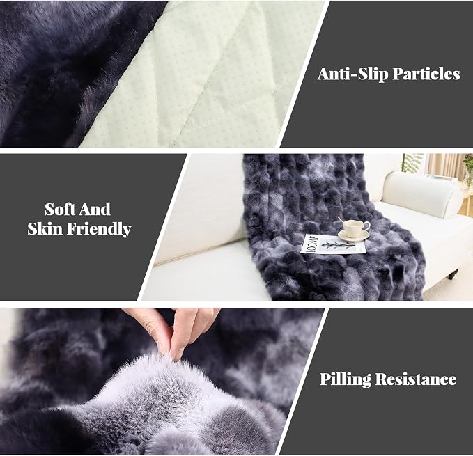 Pet Couch Cover Sofa Washable - Dog Couch Protector Covers Non-Slip Soft Fuzzy Plush Sofa Slipcovers, Pet Friendly Dog Mat for Furniture Couches, Car, Recliner, Black, 27.6"x27.6"