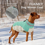 FUAMEY Dog Coat for Small Dogs, Fleece Dog Winter Jacket with Harness | Puppy Cold Weather Coats Reflective Pet Puffer Vest with Zipper Water-Resistant Warm Dogs Snowsuit Windproof Mint Green S
