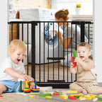 SHYUJAJIE 37 Inch Tall Baby Gate with Small Cat Door | Adjustable 29.55"-46.06 "Wide,Auto Close Dog Gate Easy Walk Thru Pet Gate for Stairs, Doorway, House, Pressure Mounted