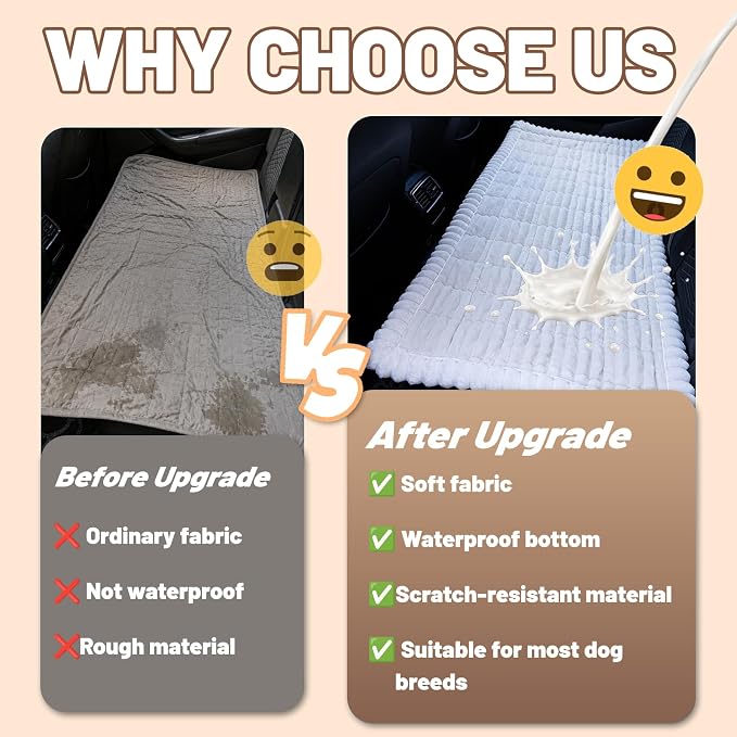 Dog Car Seat Waterproof Bed Cover Nonslip Car Back Seat Soft and Comfortabl | Pet Bed Mat Car Blanket for Travel Backseat Extender Seat Covers Dog Bed for Cars Trucks and SUVs (White Cover 23.6” x 51”)