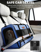Foldable Cat Dog Carrier for Pets up to 15 Lb, Blue | Top & Side Entry, Soft-Sided Pet Carrier with Ventilated Anti-Scratch Mesh & Car Seat Buckle for Car Travel, 20×13×13 in
