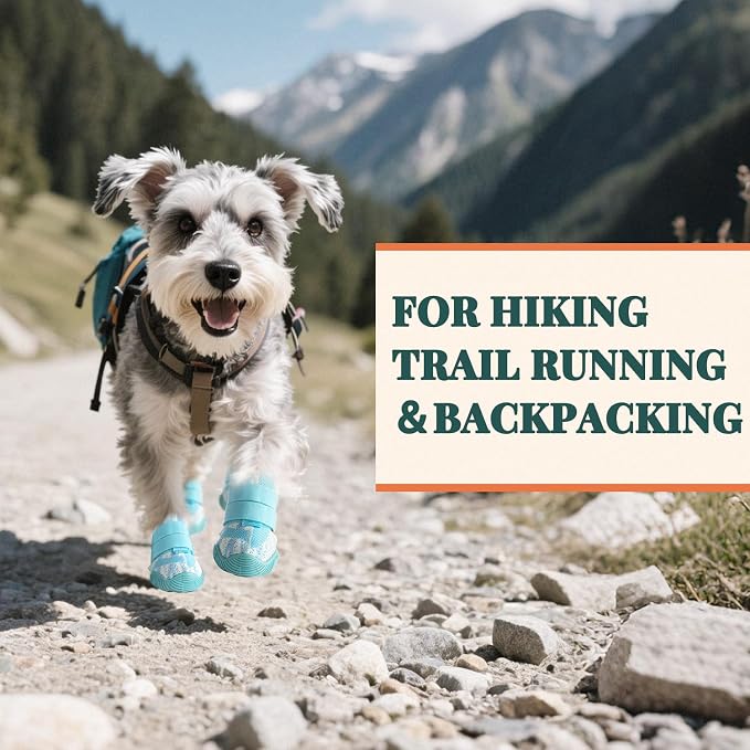 Dog Shoes for Medium Dogs, Outdoor Dog Boots & Paw Protectors for Hot Pavement, Winter Snow Hiking, Breathable Dog Booties, Indoor Hardfloors Anti Slip Sole Blue Size 5