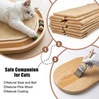 Sisal Cat Scratcher Toy with Ball Track, Natural Scratching Pad | Wooden Cat Toy with Non-Slip Base, For Indoor Cats, Suitable for Kittens and Medium Cats, No Assembly Required