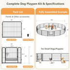 Metal Dog Playpen - 24" Height 16 Panels Foldable Exercise Pen for Dogs Indoor/Outdoor Pen with Door for Puppy Portable Pet Playpen Polygon Dog Enclosure (Black)