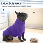 IECOii Dog Sweaters for Medium Dogs Girl Boy,Holiday Knit Doggy Sweatshirt with Sleeve,Turtleneck Thick Warm Dog Sweaters for Winter,Pullover Knitwear for French Bulldog,Boston Terrier (Purple, L)