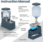 Auto Dog Water Dispenser with Stainless Steel Bowl Feeder for Pets | Automatic Cat Water Dispenser Gravity Water Feeder Dog Waterer for Puppy Kitten Pets (Include Filter &Ice Pack) 1.6Gal Navy