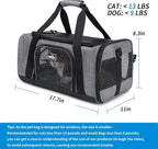 Wakytu TSA & Airline Approved Soft Pet Carrier for Cats/Dogs,17.7x11x8.3 | 3 entrances & 5 vents, waterproof rip-stop, anti-escape locks, padded strap,plane underseat,cat dog carrier