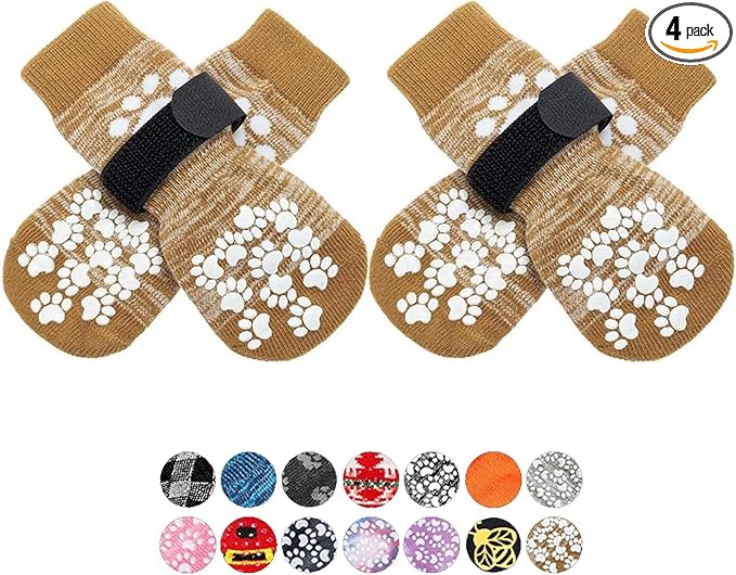 EXPAWLORER Anti Slip Dog Socks to Prevent Licking Paws, Dog Shoes for Hot Pavement, Dog Booties for Small Medium Large Senior Dogs, Traction Control Boots & Paw Protectors for Hardwood Floors