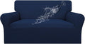 Easy-Going 100% Waterproof Loveseat Couch Cover Stretch Jacquard Sofa Cover | Dual Waterproof Sofa Slipcover, Leakproof Furniture Protector for Kids, Pets, Dog and Cat (Loveseat, Navy)