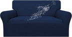Easy-Going 100% Waterproof Loveseat Couch Cover Stretch Jacquard Sofa Cover | Dual Waterproof Sofa Slipcover, Leakproof Furniture Protector for Kids, Pets, Dog and Cat (Loveseat, Navy)