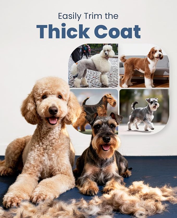 oneisall Dog Clippers for Grooming Thick Heavy Coats | Low Noise,Rechargeable Cordless,Detachable Stainless Steel Blade,IPX7 Waterproof,10 Guide Combs,for Thick/Double/Curly Hair