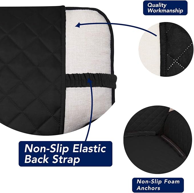 PureFit Reversible Quilted Couch Covers for Dogs Oversized Sofa Cover 78” | Black/Beige, Water Resistant Couch Protector, Washable Pet Couch Cover with Non Slip and Elastic Straps For Kids