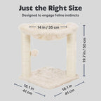 TRIXIE Baza Scratching Post with Hammock | 16" Base, Cream, Small