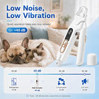 2-in-1 Dog Cat Nail Clippers & Grinder with LED Light, Pet Nail Trimmer with Splash Guard & Safety Lock, 2 Speeds USB Rechargeable Quiet Paw Nail Cutter for Large Medium Small Dogs Cats (White)