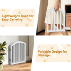 SNUOWU 16 Inch Full Metal Freestanding Short Dog Gate for Small Dogs, Foldable 4-Panel Pet Barrier, Expands Up to 48" Wide, Indoor Safety Fence for Doorway, Home & Stairs, White
