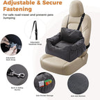 PAWZ Road Dog Car Seat for Small Medium Dogs, Waterproof Booster Bed | Dog booster car seat with dual safety belts, side storage pocket, waterproof leather, soft PP cotton for travel and home