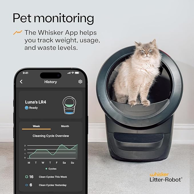 Litter-Robot 4 with Step & Fence by Whisker, Black | Automatic, Self-Cleaning Cat Litter Box, Helps Reduce Litter Box Odors, Never Scoop Again, Includes 1 Year of WhiskerCare