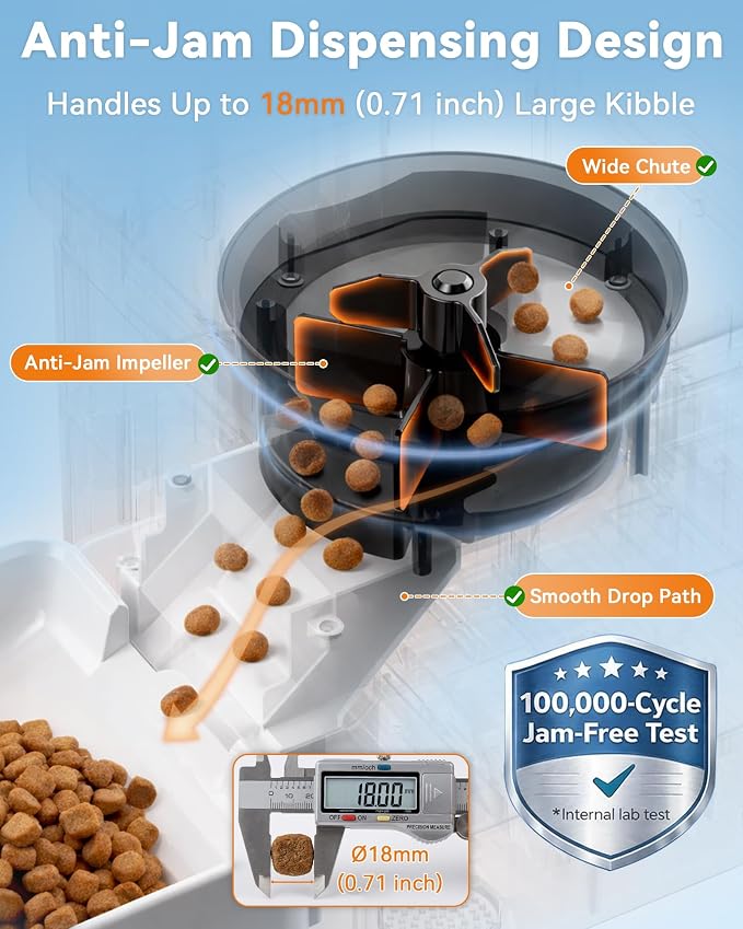 UTCG Large Breed Automatic Dog Feeder with 1080P HD Camera, 12L/50 Cups | 20-Day Food Capacity, Anti-Clog 0.78inch Wide Outlet for Large Kibble, for Busy Pet Owners
