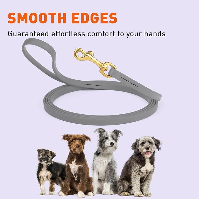 Viper Biothane K9 Working Dog Leash Waterproof Lead for Tracking Training Schutzhund Odor-Proof Long Line with Solid Brass Snap for Puppy Medium and Large Dogs, 15ft Battleship Gray