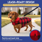 ASENKU Reversible Dog Winter Coat, Dog Jacket for Small Medium Large Dogs | Windproof Plaid Fleece Lining for Cold Weather, Water-resistant Outer Shell, Puppy Puffer Vest with Leash Hole, Red 3XL