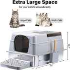Stainless Steel Litter Box,XXXL Metal Litter Box with Lid | Extra Large Enclosed Litter Boxes for Big Cat, Anti-Urine Leakage,Easy Cleaning, No Smell, Includes Scooper and Mat