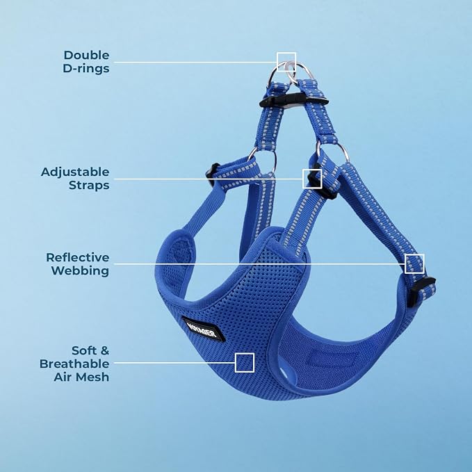 Voyager Step-in Flex Adjustable Dog Harness - Royal Blue, X-Small | 13 - 16" in Chest, Fully Adjustable, Reflective Bands, All Weather Breathable Air Mesh, Lightweight, Fast Drying