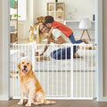keny 29"-47.3" Extra Wide Baby Gate for Stairs, Auto Close Safety Dog Gate | Pressure Mounted No Drilling Pet Gate for Doorways, Easy Walk Through Stair Gate for Kids Todder, 30" Tall, White