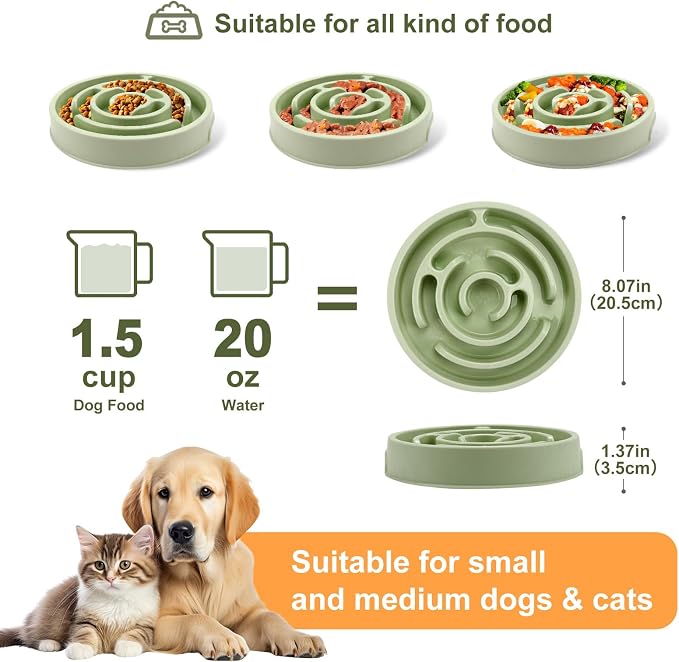 Slow Feeder Dog Bowls,Puzzle Dog Bowl with Anti-Slip, Slow Feeder & Non-Slip Design, Boredom and Anxiety Reducer, Suitable for All Breed Dogs and Cat