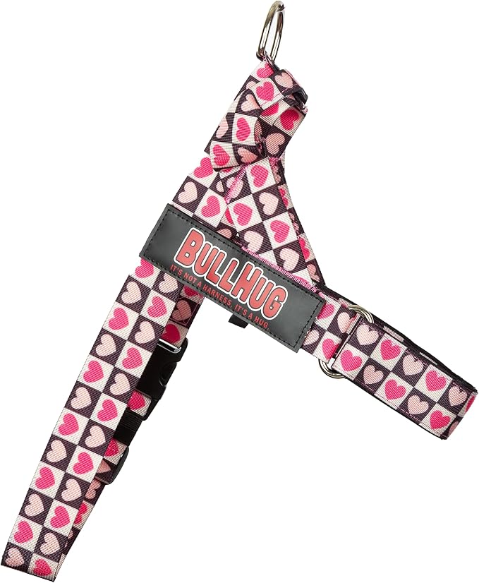 BULLHUG Adjustable Dog Harness– No Pull, No Choke – for English Bulldogs, French Bulldogs, Pugs & Broad-Chested Breeds – Easy, Safe Walks (Check, Small)
