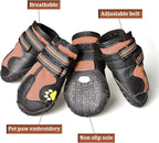 CovertSafe& Dog Boots for Dogs Non-Slip, Waterproof Dog Booties for Outdoor, Dog Shoes for Medium to Large Dogs 4Pcs with Rugged Sole Black-Brown