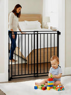 39" Extra Tall Baby&Dog Gate,32-54" Wide Hardware Mount Gate,Black | Auto-Close design,Two-Way Swing, No Bottom Bar,Must Drill to Install