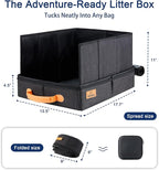 MORAIS Portable Travel Litter Box for Cats, 17.7"×13.5"×11" Collapsible Cat Litter Box with Lid, Leak-Proof Cat Litter Pan for Car Hotel Airplane, Waterproof & Easy to Carry- Black