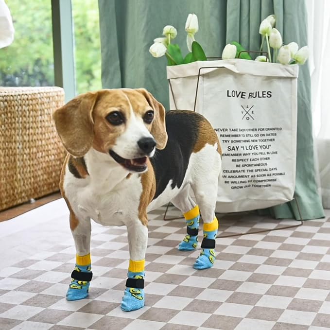 SCENEREAL Anti Slip Dog Socks to Prevent Licking Paws for Hardwood Floors | Double Sides Dog Shoes Boots & Paw Protectors for Hot/Cold Pavement, Dog Grippy Booties for Small Medium Large Senior Dogs