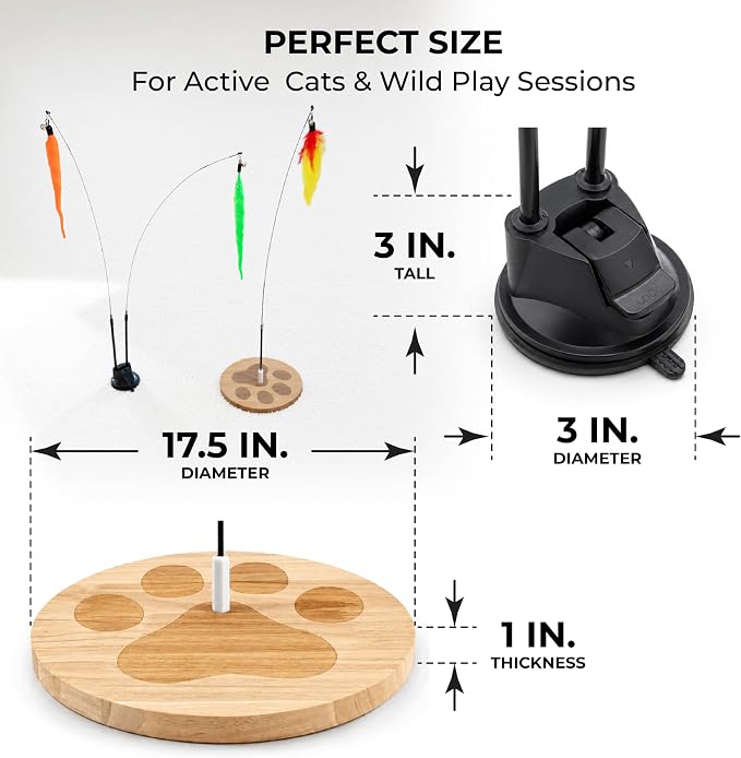 Cat Toys for Indoor Cats, Interactive Cat Toy Wand, Kitten Stuff, 18 Lures | Heavy Stable Base Prevents Toppling, Dual Suction Cup For Extra Play Options, Trigger natural feline hunting instincts today