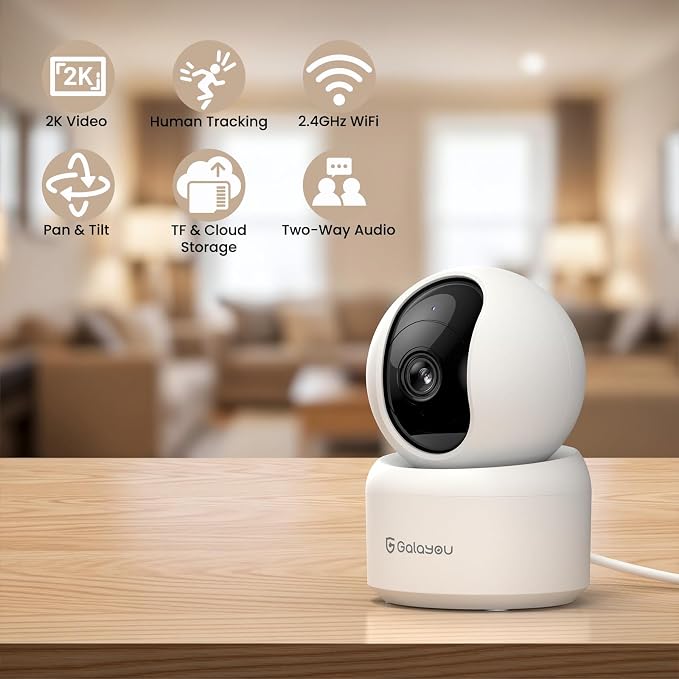 GALAYOU Dome Cameras Indoor for Home Security in 2K, G2 4Pack | Wi-Fi/Nanny Cam/Baby Monitor, with Phone APP, PTZ, Night Vision, Siren, Wired Plug, Two-Way Talk, 24/7 TF Card, Cloud Storage