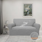 Easy-Going Waterproof Loveseat Couch Cover Stretch Jacquard Sofa Cover | Dual Waterproof Sofa Slipcover, Leakproof Furniture Protector for Kids, Pets, Dog and Cat (Loveseat, Light Gray)