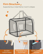 Feandrea Collapsible Soft Dog Crate, Portable Travel, 24 Inches | Dog Carrier Kennel with Safety Zippers for Living Room, Car, Travelling, Gray UPDC60GY