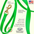 Viper Biothane K9 Working Dog Leash Waterproof Lead for Tracking Training Schutzhund Odor-Proof Long Line with Solid Brass Snap for Puppy Medium and Large Dogs 4ft, Tropical Green