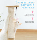 Made4Pets Tall Cat Scratching Post for Indoor Cats with Ball Track 32" | Interactive Tall Cat Scratching Post with Natural Sisal Rope, Rolling Ball Track and Extra Scratching Height, Modern Décor