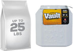 Vittles Vault Pawprint Pet Food Storage Container For Dog Food, Kibbles/Bird Seed/Oatmeal/Rice/Flour/Cereal, BPA Free, Plastic, Sealed Airtight For Cat Food, Up To 25 lb, Made in USA, With Scoop, Gray