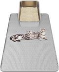 Kalolary Cat Litter Box Mats, Large 34" x 22" Silicone Cat Mat | Easy to Clean Kitty Litter Trapping Mat, Soft on Kitty Paws, Waterproof, Urine-Proof Kittys Litter Mats for Floor, Light Grey